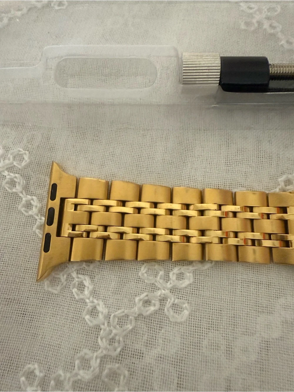 Gold Tone Metal Link Watch Bracelet